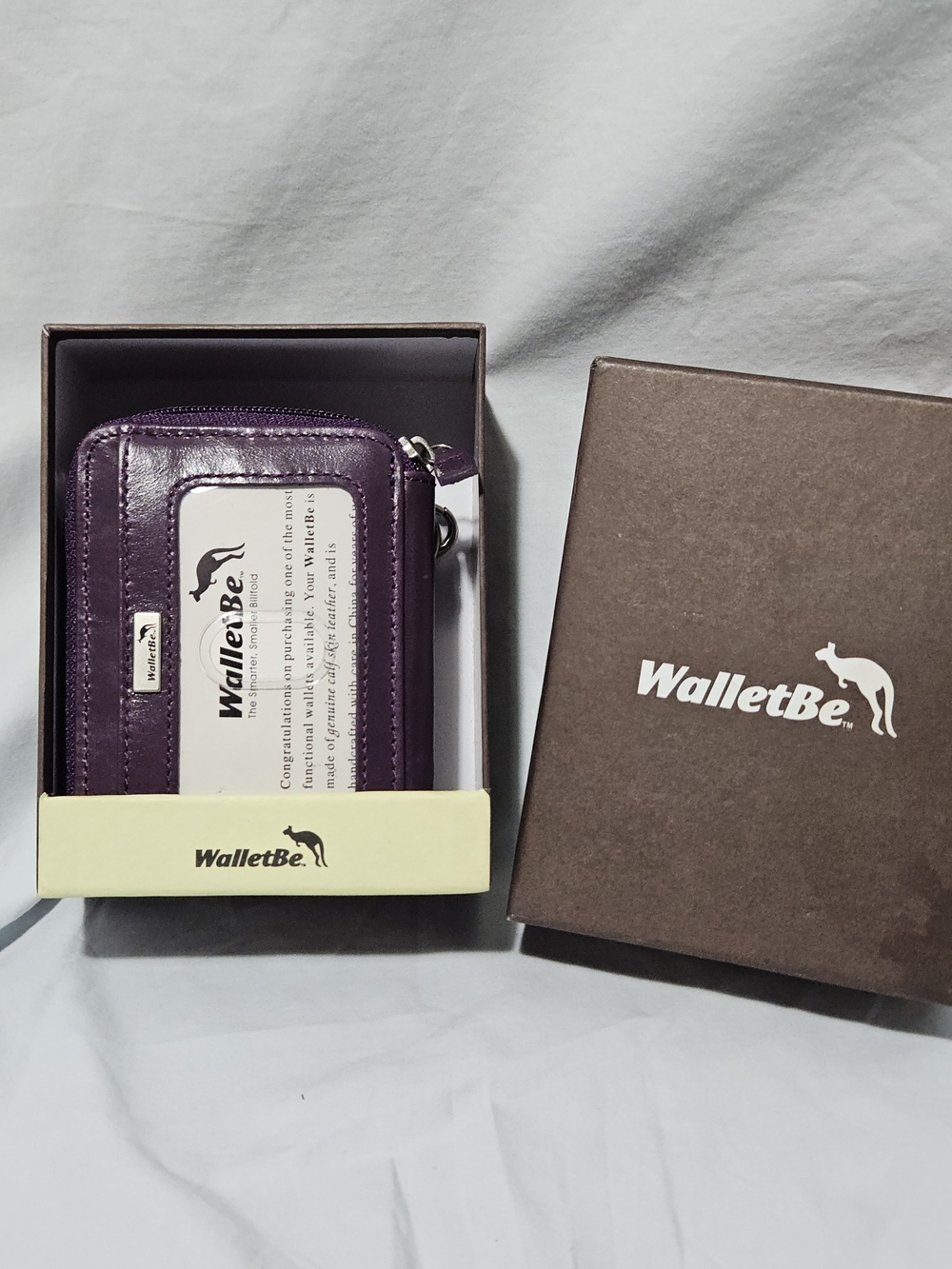 WalletBe Purple Leather Zip Wallet